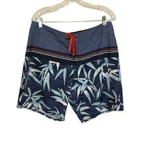 Quiksilver Men's Boardshorts Red White Blue Floral Size 34